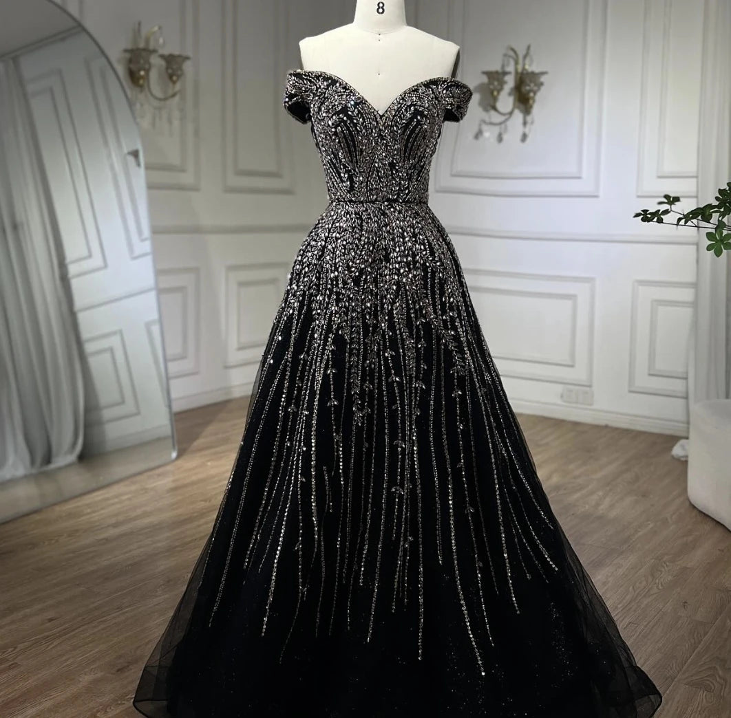 Serene Hill Rose Gold Beaded Evening Dresses Gowns 2025 A-Line Luxury Sleeveless For Women Party LA71459 - SERENE HILL