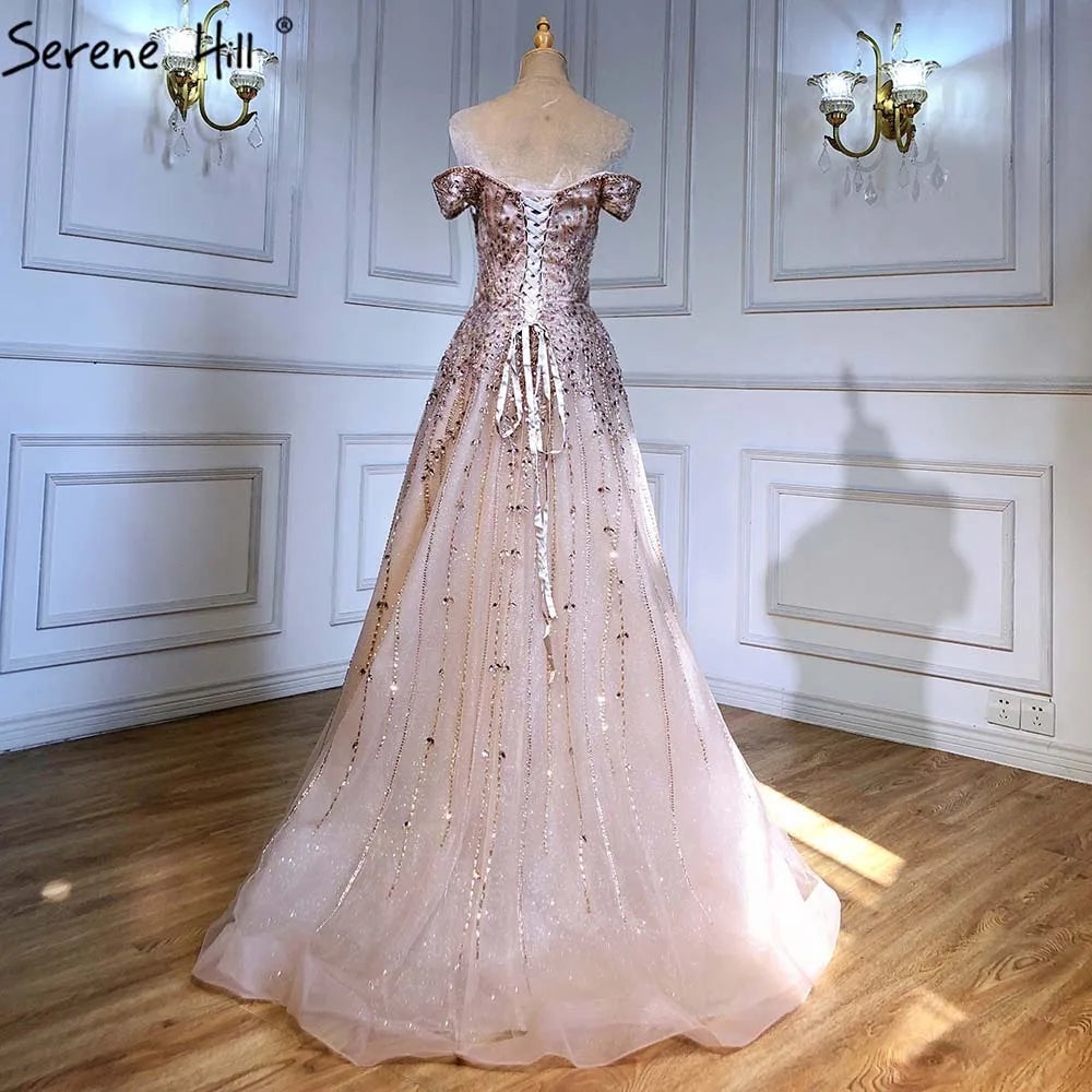 Serene Hill Rose Gold Beaded Evening Dresses Gowns 2025 A-Line Luxury Sleeveless For Women Party LA71459 SERENE HILL Serene Hill Rose Gold Beaded Evening Dresses Gowns 2025 A-Line Luxury Sleeveless For Women Party LA71459 SERENE HILL
