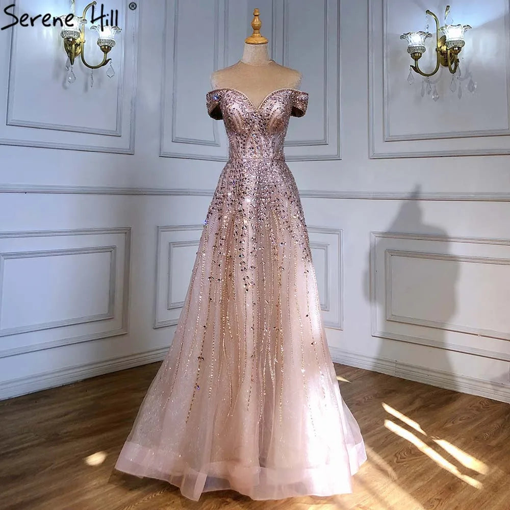 Serene Hill Rose Gold Beaded Evening Dresses Gowns 2025 A-Line Luxury Sleeveless For Women Party LA71459 SERENE HILL Serene Hill Rose Gold Beaded Evening Dresses Gowns 2025 A-Line Luxury Sleeveless For Women Party LA71459 SERENE HILL