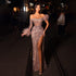 Serene Hill Rose Gold Off Shoulder One Sleeve Mermaid Feathers Evening Dresses High Split Sexy Party Gowns For Women LA72082 - SERENE HILL