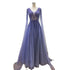 Royal Blue Luxury Dubai Evening Dress with Cape Sleeves LA72315 - SERENE HILL