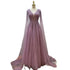 Royal Blue Luxury Dubai Evening Dress with Cape Sleeves LA72315 - SERENE HILL