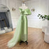 Serene Hill Sage Green Satin One-Shoulder Beaded Mermaid Tea-Length Evening Gown for Women - Wedding Party LA72194 - SERENE HILL