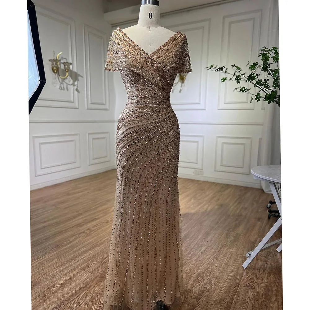 Luxury Silver Nude Mermaid Evening Dresses for Party LA71686 - SERENE HILL