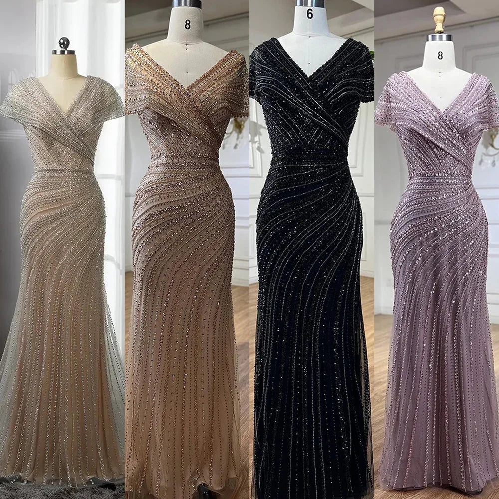 Luxury Silver Nude Mermaid Evening Dresses for Party LA71686 - SERENE HILL