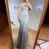 Serene Hill Silver Mermaid Luxury Evening Dresses Gowns Pearls Beaded Elegant For Woman Wedding Party LA71870 - SERENE HILL