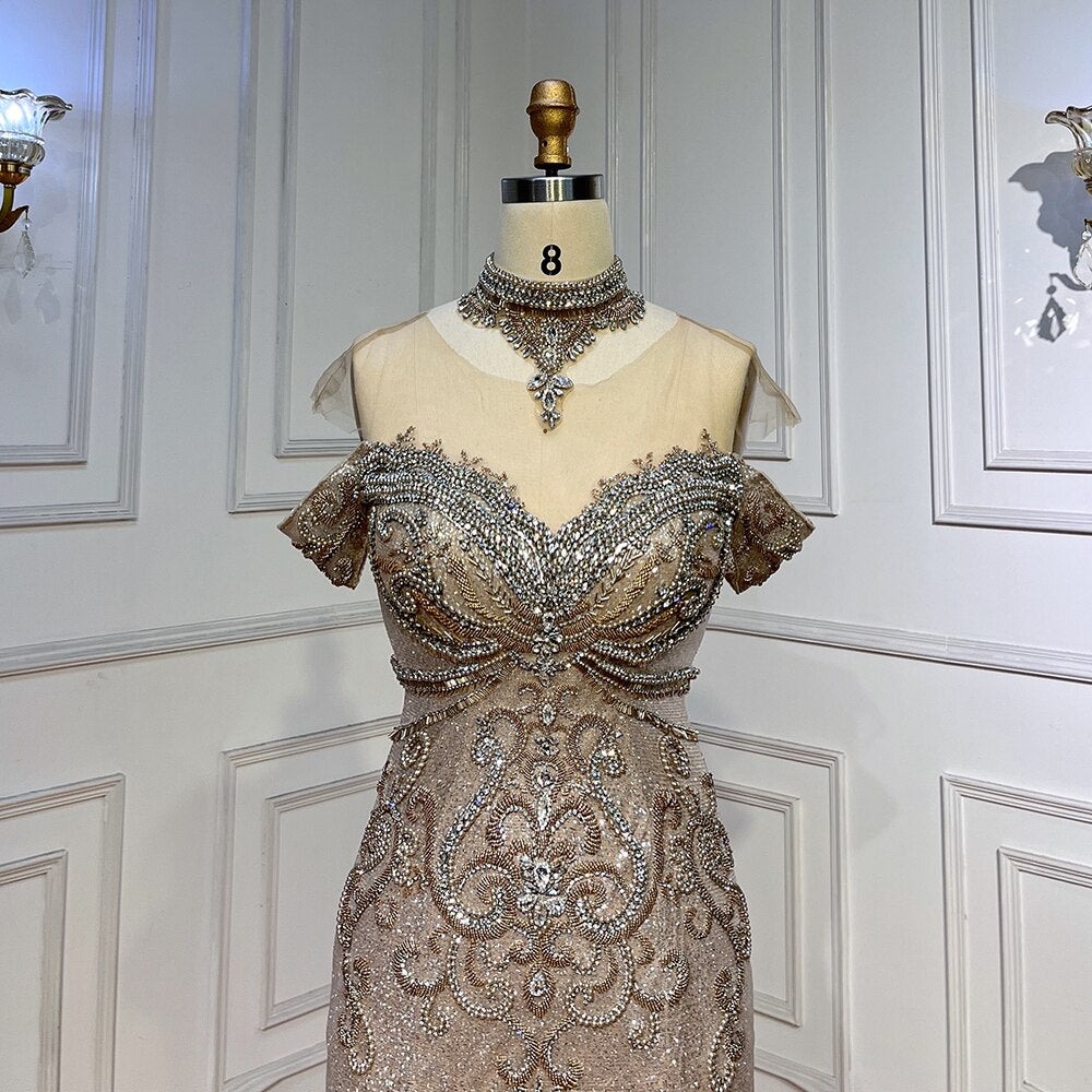 Serene Hill Silver Mermaid Luxury Evening Dresses Gowns Pearls Beaded SERENE HILL Serene Hill Silver Mermaid Luxury Evening Dresses Gowns Pearls Beaded SERENE HILL