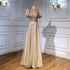 Serene Hill Taupe Luxury Short Sleeves Evening Dresses Gowns 2025 Beaded A-Line For Women WeddingParty LA71551 - SERENE HILL