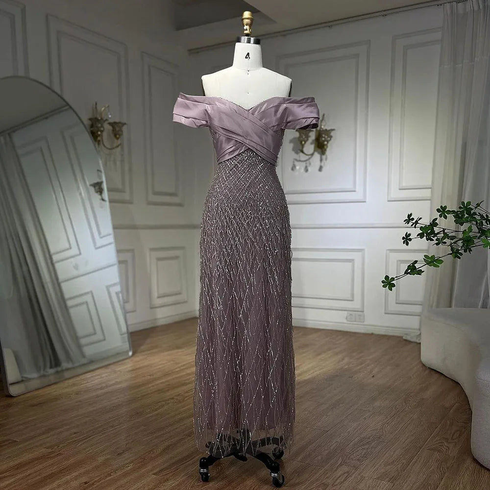 Elegant Off Shoulder Sage Green Dubai Evening Dresses for Women LA72125 - SERENE HILL