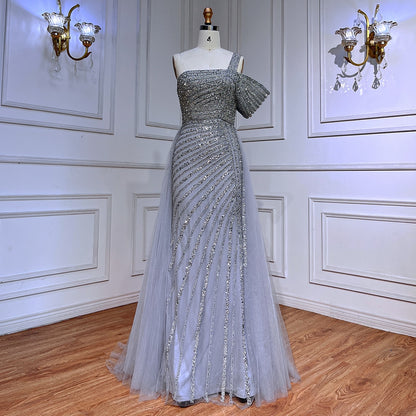 Luxury Sage Green One Shoulder Evening Dress for Wedding Party LA71651 - SERENE HILL
