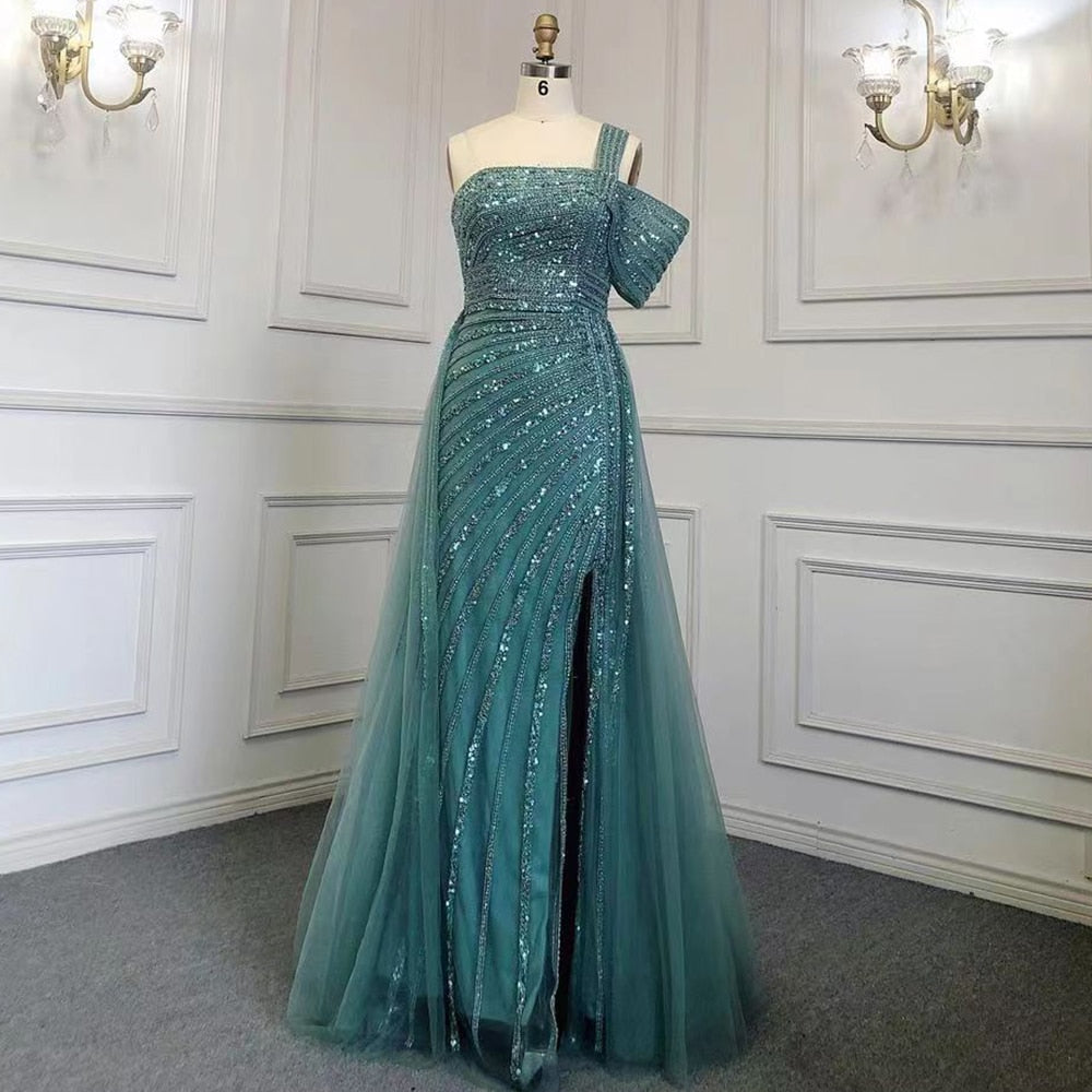 Luxury Sage Green One Shoulder Evening Dress for Wedding Party LA71651 - SERENE HILL