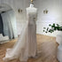 Serene Hill Turquoise Luxury Evening Dress Side Train Pearls One Shoulder for Women&