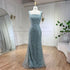 Serene Hill Turquoise Mermaid Beaded Pearls Spaghetti Straps and Floor Length Evening Gown Party Dress for Women 2025 LA72032C - SERENE HILL
