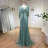 Luxury Turquoise Mermaid Evening Dress with Long Cape LA72258 - SERENE HILL