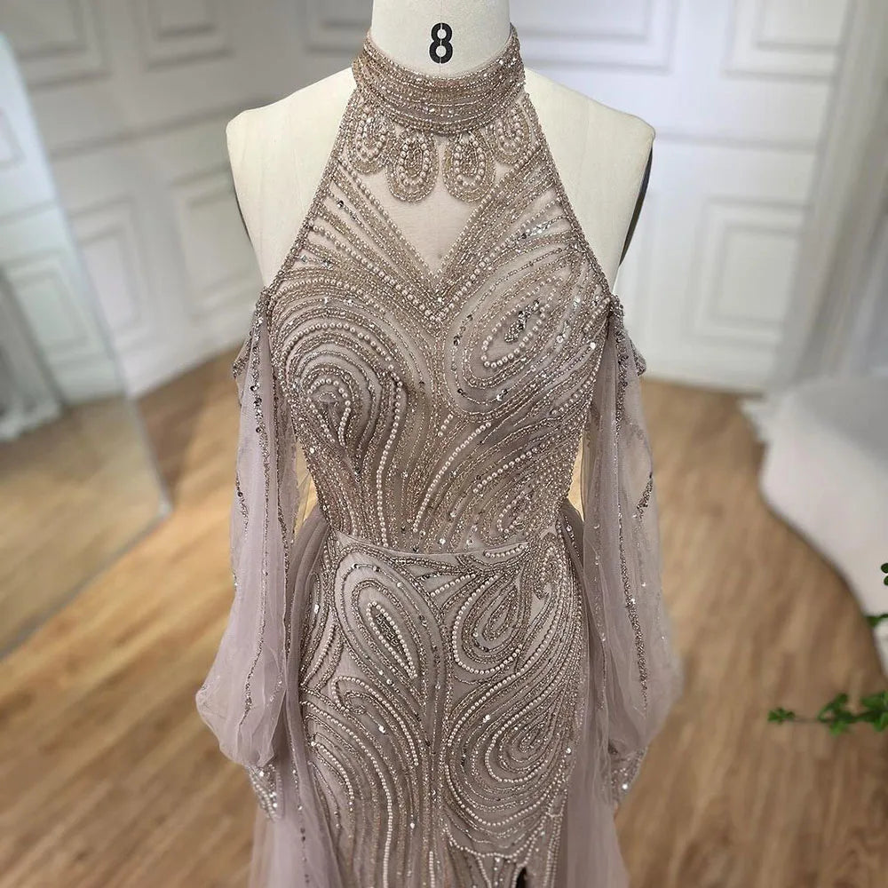 Serene Hill Turquoise Mermaid Elegant With Overskirt Luxury Beaded Evening Dresses Gowns For Women Wedding Party 2025 LA72298 - SERENE HILL