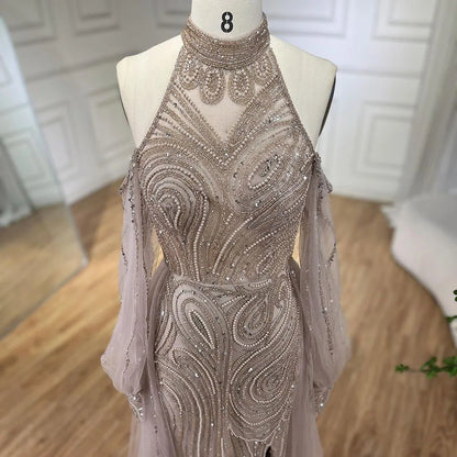 Serene Hill Turquoise Mermaid Elegant With Overskirt Luxury Beaded Evening Dresses Gowns For Women Wedding Party 2025 LA72298 - SERENE HILL