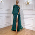 Luxury Dubai Turquoise Mermaid Overskirt Evening Dresses Gowns Luxury Beaded Elegant For Women Party LA71466 - SERENE HILL