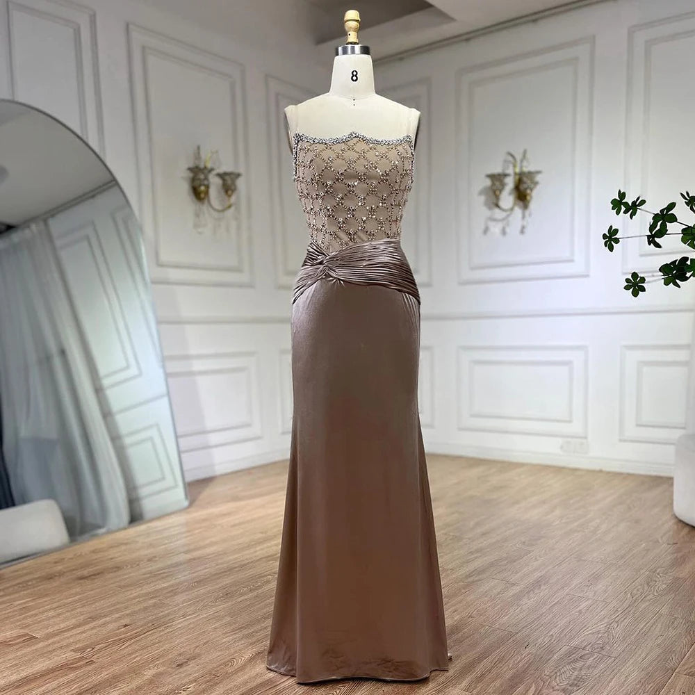 Serene Hill Velvet Mermaid Gown Elegant Beaded Design Arabic inspired Luxe Evening Dress for Women&