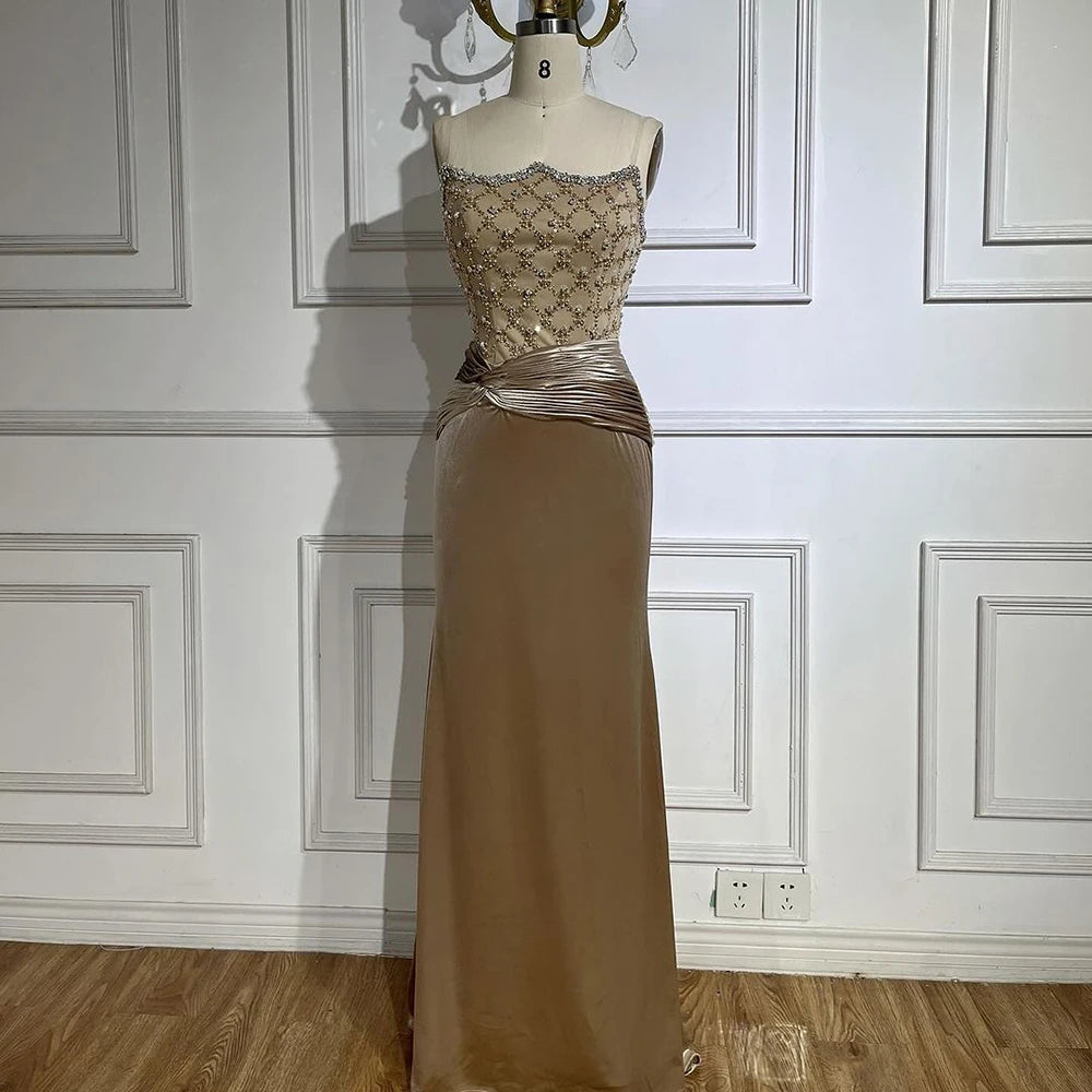 Serene Hill Velvet Mermaid Gown Elegant Beaded Design Arabic inspired Luxe Evening Dress for Women&