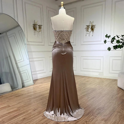 Serene Hill Velvet Mermaid Gown Elegant Beaded Design Arabic inspired Luxe Evening Dress for Women&