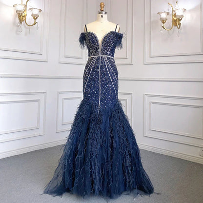 Luxury Feathers White Nude Prom Evening Dresses LA71656 - SERENE HILL
