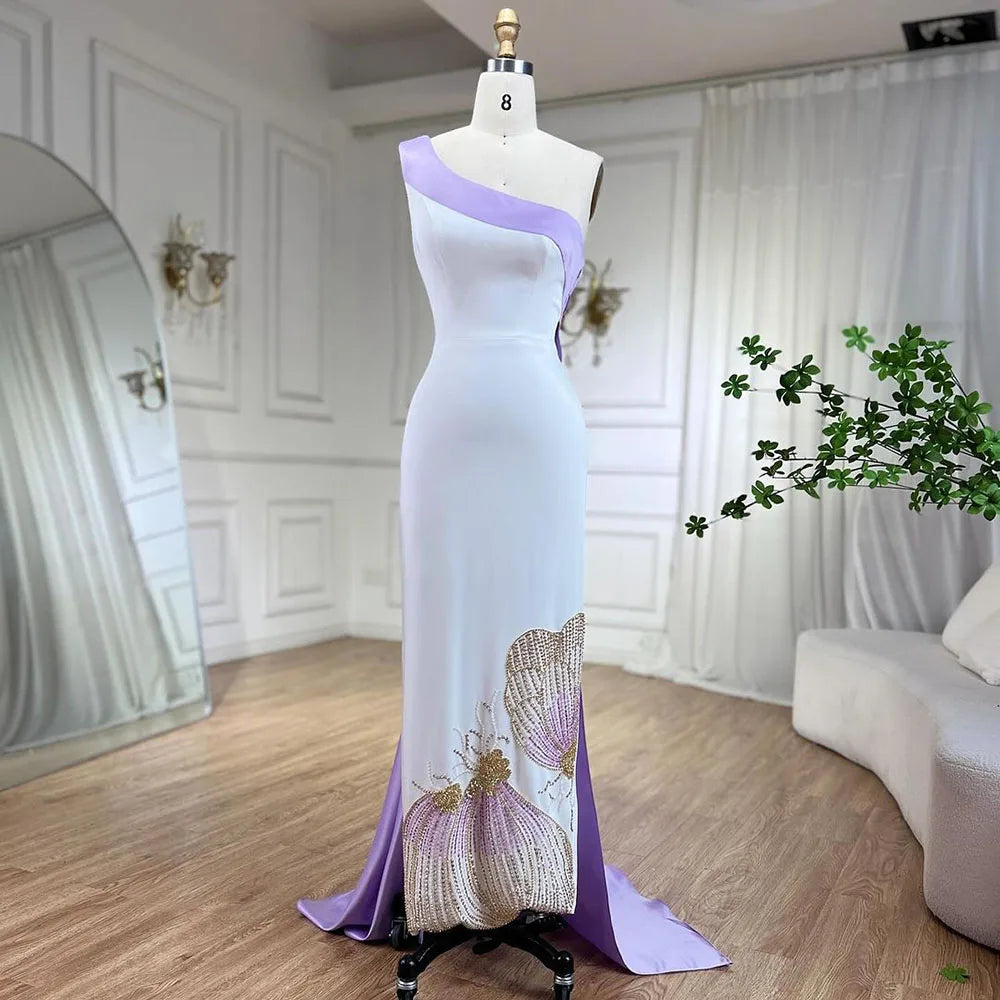 White Lilac Butterfly Luxury Evening Dresses LA72213 - SERENE HILL