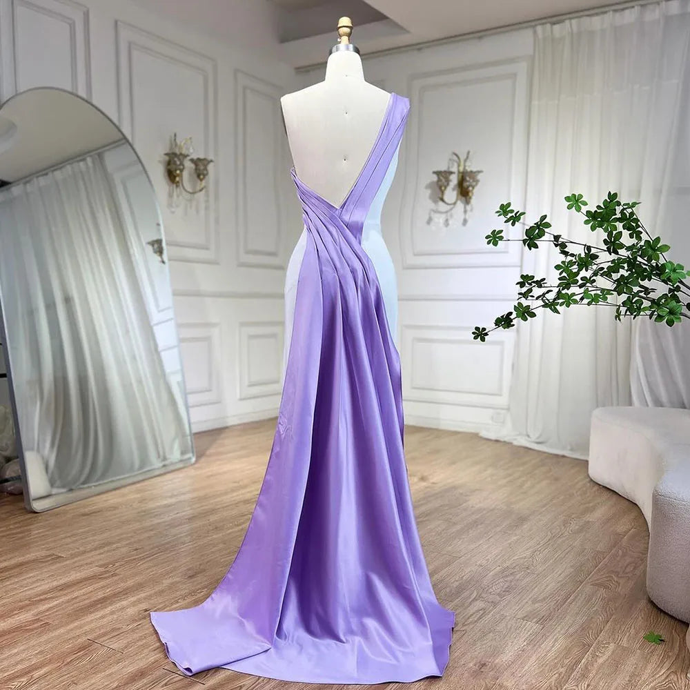 White Lilac Butterfly Luxury Evening Dresses LA72213 - SERENE HILL
