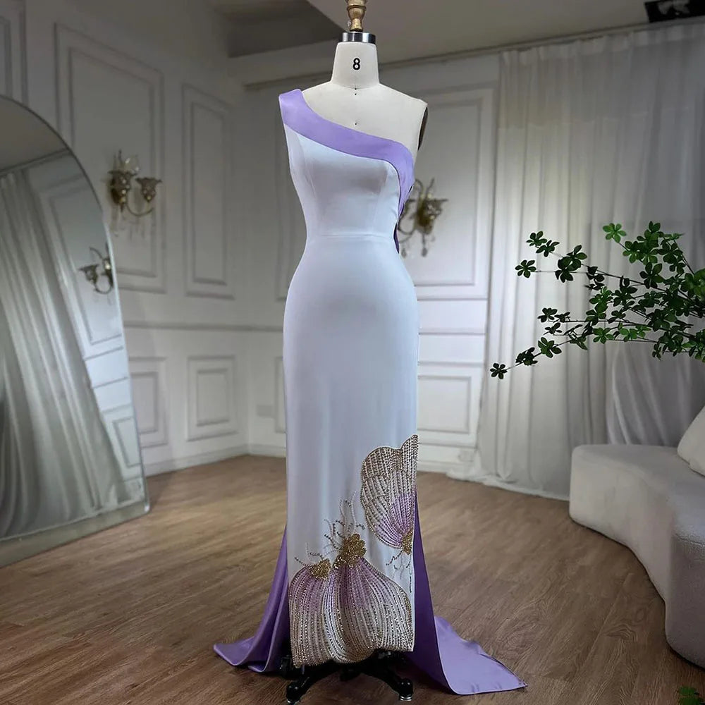 White Lilac Butterfly Luxury Evening Dresses LA72213 - SERENE HILL