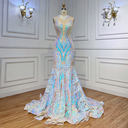 Serene Hill White Long Prom Dresses 2025 Luxury Sequined Sexy Mermaid Style Black Girl Prom Gala Party Gowns 2025 LA72025 - SERENE HILL