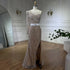 Serene Hill White Nude Mermaid One Shoulder High Split Beaded Luxury Evening Dresses Gowns For Women Wedding Party LA72269 - SERENE HILL