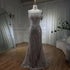 Luxury White Nude Pearl Beaded Mermaid Evening Dress LA72266 - SERENE HILL