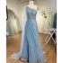 Green One Shoulder Evening Dress with Cape for Wedding Party LA71671 - SERENE HILL