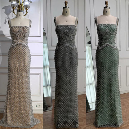 Luxury Silver Mermaid Evening Dress with Designed Stones LA72919 - SERENE HILL