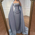 Elegant Blue Mermaid Evening Dress with Cape Sleeves LA72200 - SERENE HILL