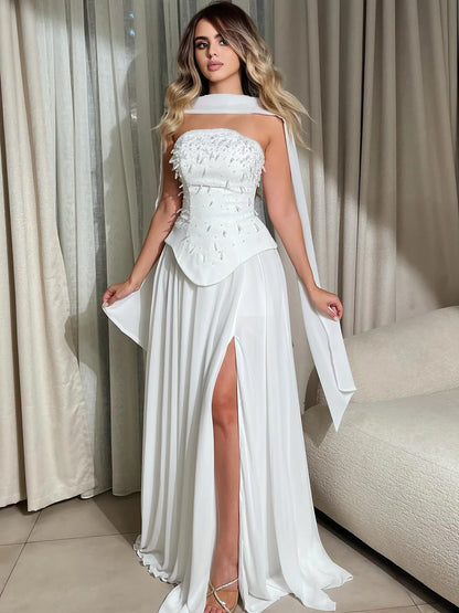 Luxury Green Beaded Corset Evening Dress with Cape LA73367 - SERENE HILL