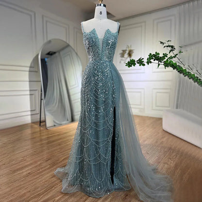 Nude Mermaid Spaghetti Straps Beaded Evening Gown 2025 LA72189 - SERENE HILL