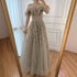 Luxury Caramel Beaded Feather A-Line Sparkle Evening Dress LA71328A - SERENE HILL