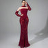 Luxury Wine Red Mermaid Evening Dress With Gloves LA73050E - SERENE HILL