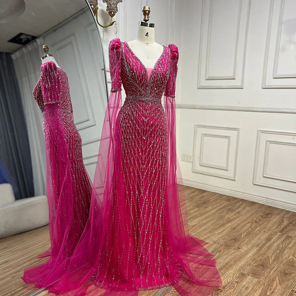 Luxury Fuchsia Evening Dress Mermaid Gown for Formal Occasion LA72774 - SERENE HILL