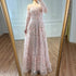 Elegant Pink 3D Flowers Evening Dress with Gloves LA72912 - SERENE HILL