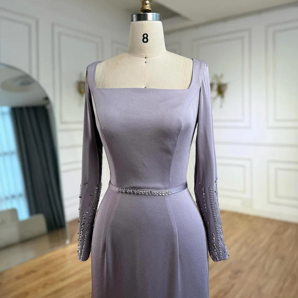 Luxury Lilac Ruffles Dubai Evening Dress Saudi Wedding Party LA72952 - SERENE HILL