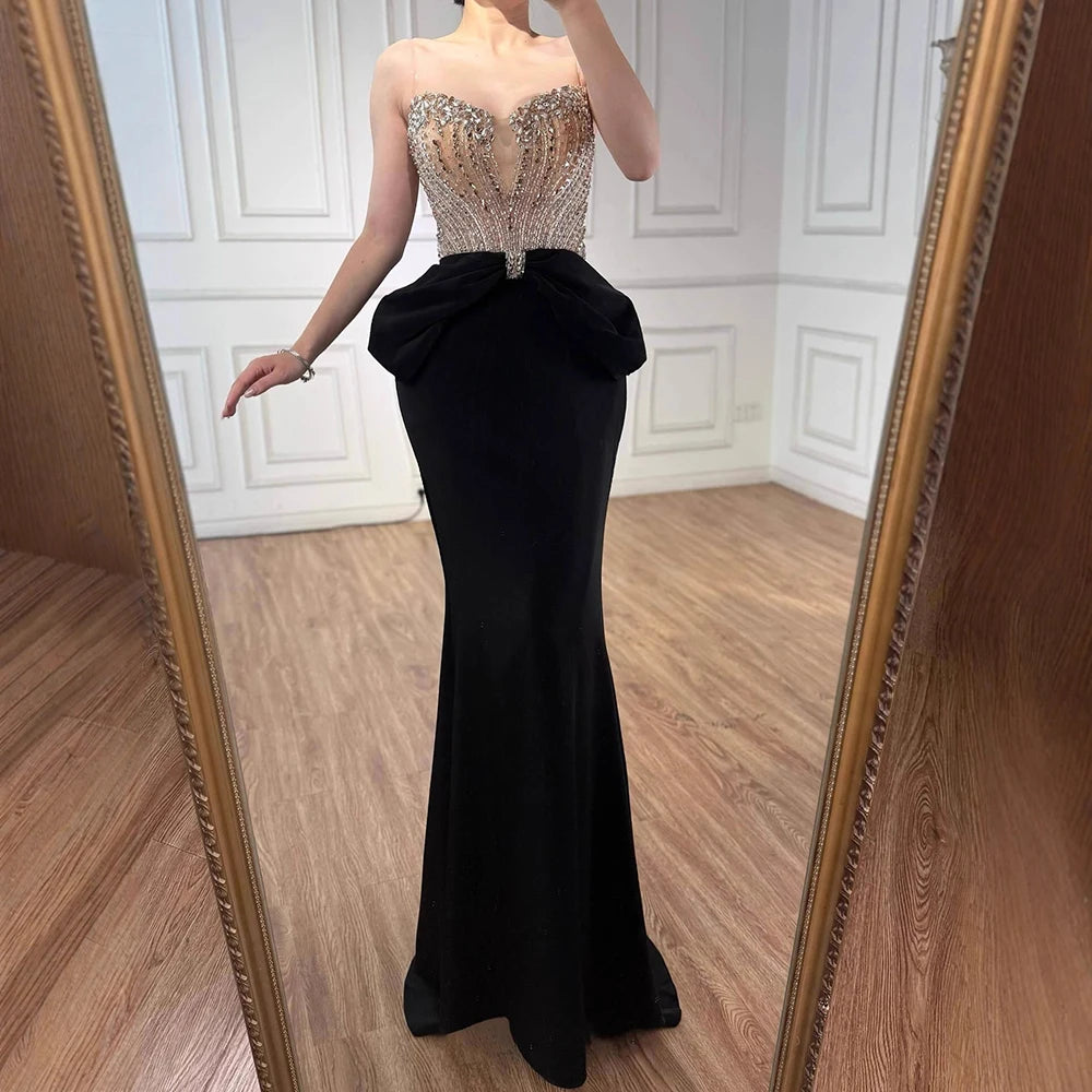 Designer Red Satin Evening Dress with Bow LA73060 - SERENE HILL