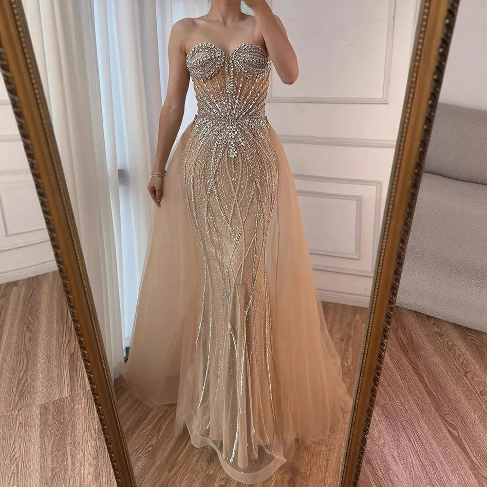 Luxury Nude   Beaded Mermaid Evening Dress LA73133
