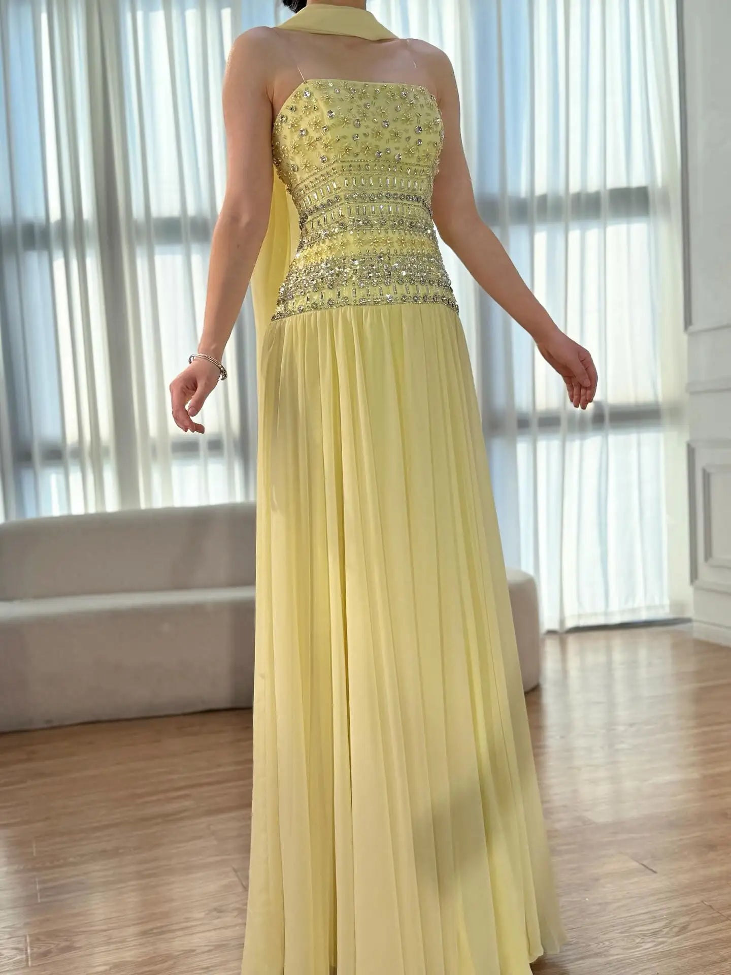 Lilac Beaded A Line Arabic Evening Dress LA73044 - SERENE HILL