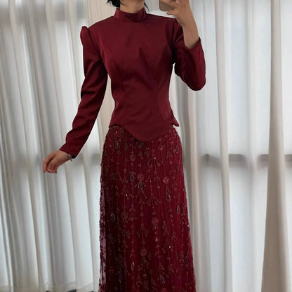 Luxury Sage Green Muslim Beaded Evening Dress LA72805A - SERENE HILL