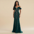 Luxury Green Gold Beaded Dubai Designer Mermaid Evening Dress LA73142 - SERENE HILL