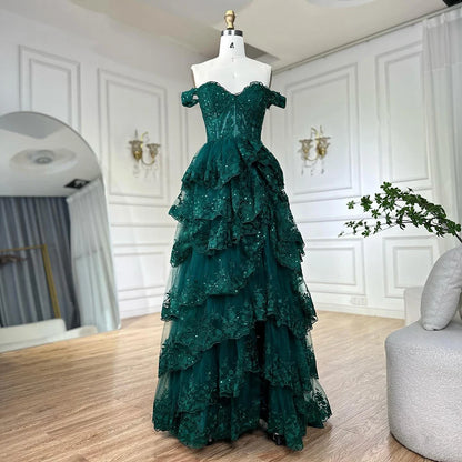 SERENE HILL A-Line/Princess Tulle Lace er Court Train Prom Dress With Ruffles Sequins LA72586 - SERENE HILL