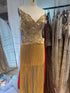 Luxury Hand Made Nude Gold Scallop Tassel Evening Dress LA73748 SERENE HILL