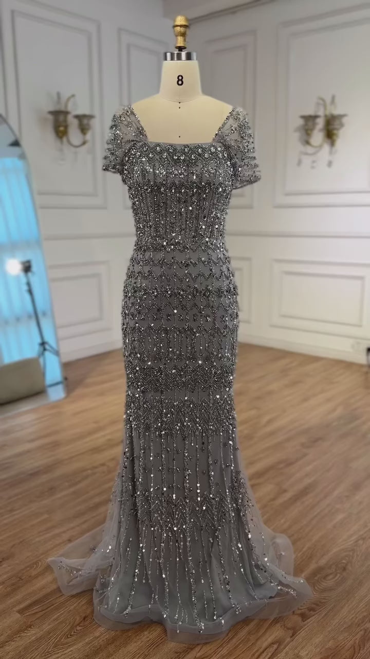 Dubai Mermaid Evening Dress – Luxury Modest Arabic Formal Gown  LA72714