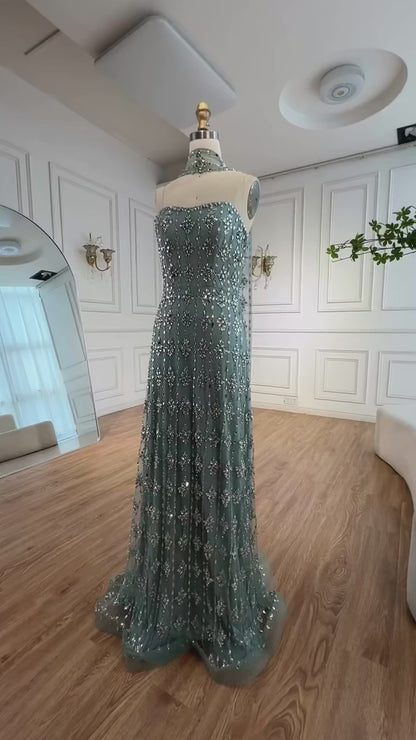 Luxury Nude Beaded Mermaid Evening Dress for Occasion Saudi LA72871